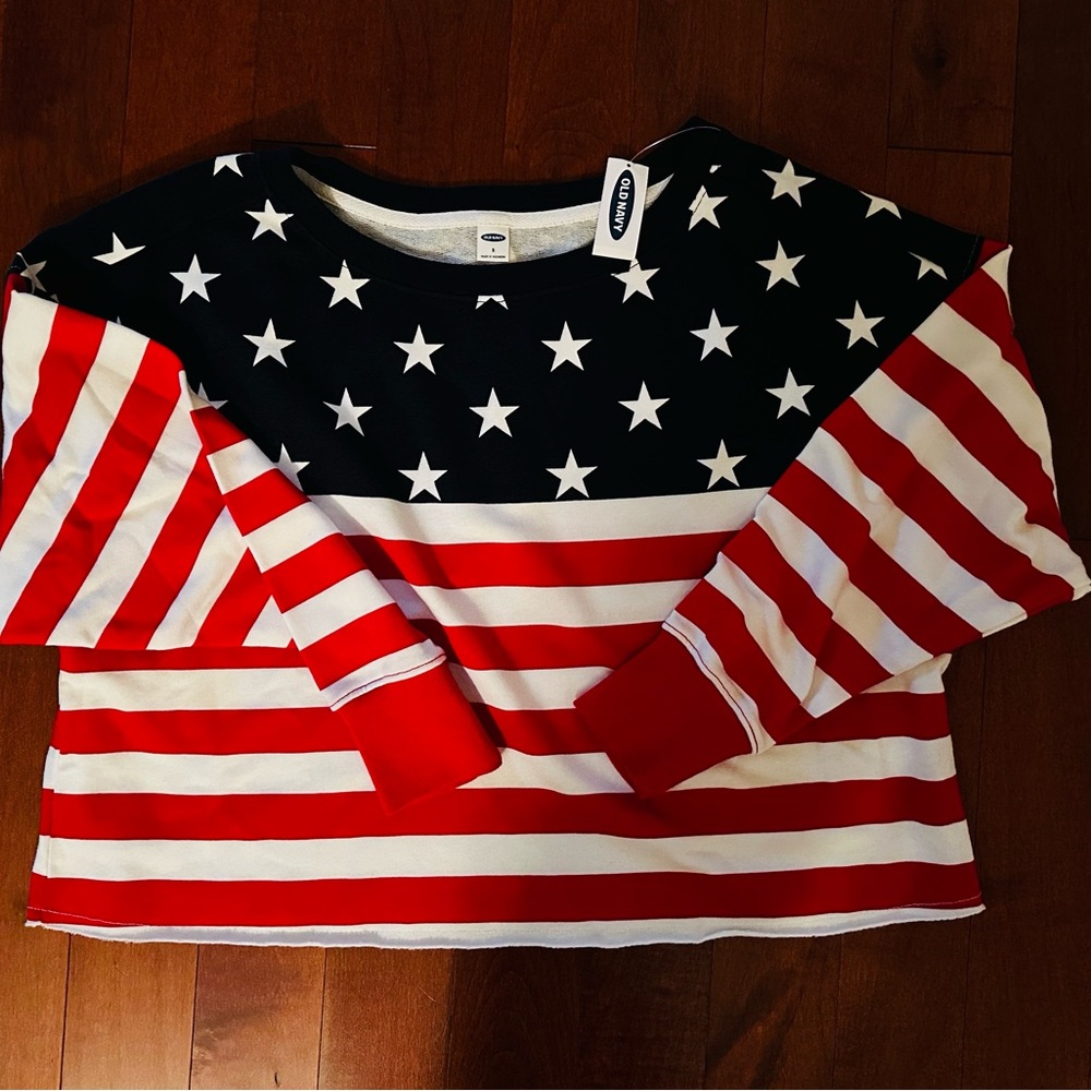 NWT - Old Navy Women Stars and Stripes Sweatshirt - Red, White, and Blue